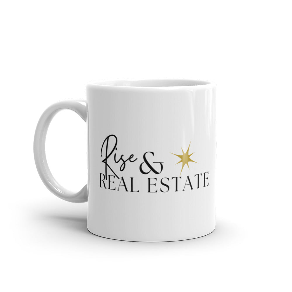 Rise & Real Estate White glossy mug