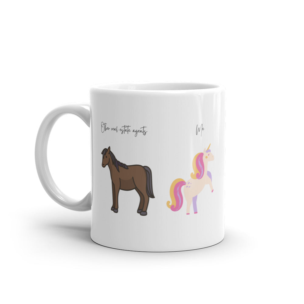 Unicorn Real Estate White glossy mug