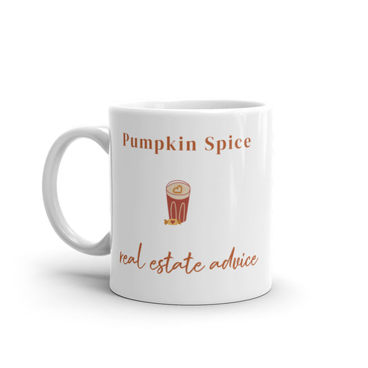 Pumpkin Spice Real Estate White glossy mug